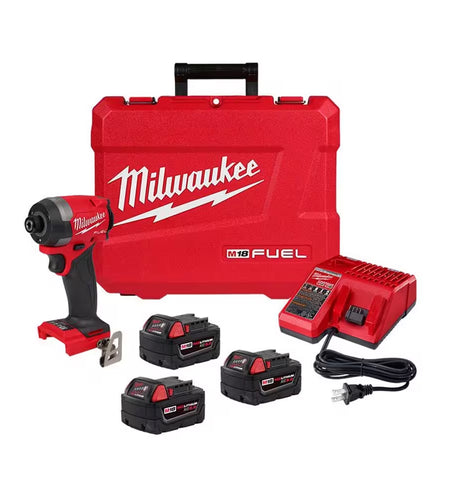M18 Fuel 18-V Lithium-Ion Brushless Cordless 1/4 In. Hex Impact Driver Kit W/(3) 5.0 Ah Batteries, Charger & Hard Case