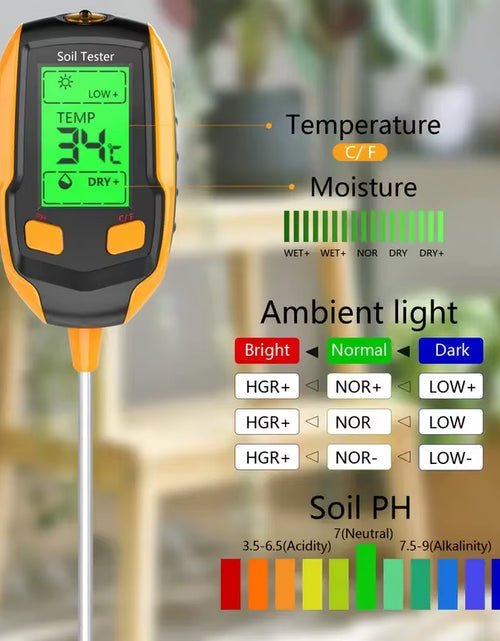 Load image into Gallery viewer, SmartGrow 4-in-1 Digital Soil Meter – Moisture, pH, Temperature &amp; Sunlight Intensity for Perfect Plant Care

