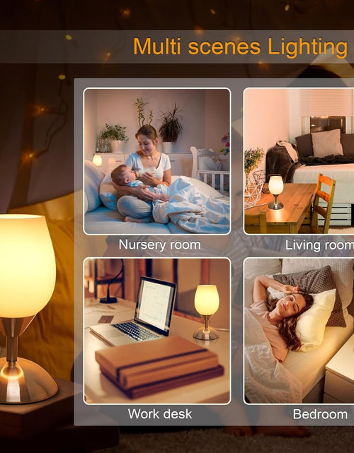 Load image into Gallery viewer, Dimmable Touch Control Table Lamp, Small Lamp with Opal Glass Lampshade Ambient Light Bedside Little Lamp Silver Base Modern Accent Lamp for Bedroom, Living Room, E12 Bulb Included
