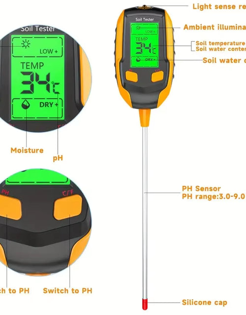 Load image into Gallery viewer, SmartGrow 4-in-1 Digital Soil Meter – Moisture, pH, Temperature &amp; Sunlight Intensity for Perfect Plant Care
