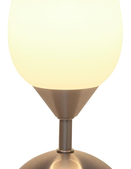 Load image into Gallery viewer, Dimmable Touch Control Table Lamp, Small Lamp with Opal Glass Lampshade Ambient Light Bedside Little Lamp Silver Base Modern Accent Lamp for Bedroom, Living Room, E12 Bulb Included
