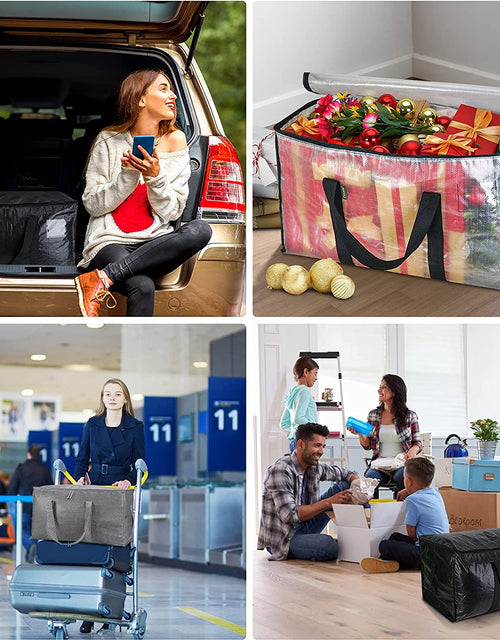 Load image into Gallery viewer, 8-Pack Oversized Moving Bags with Reinforced Handles, Heavy-Duty Storage Tote Moving Supplies for Packaging, Camping (Black, 8-Pack)
