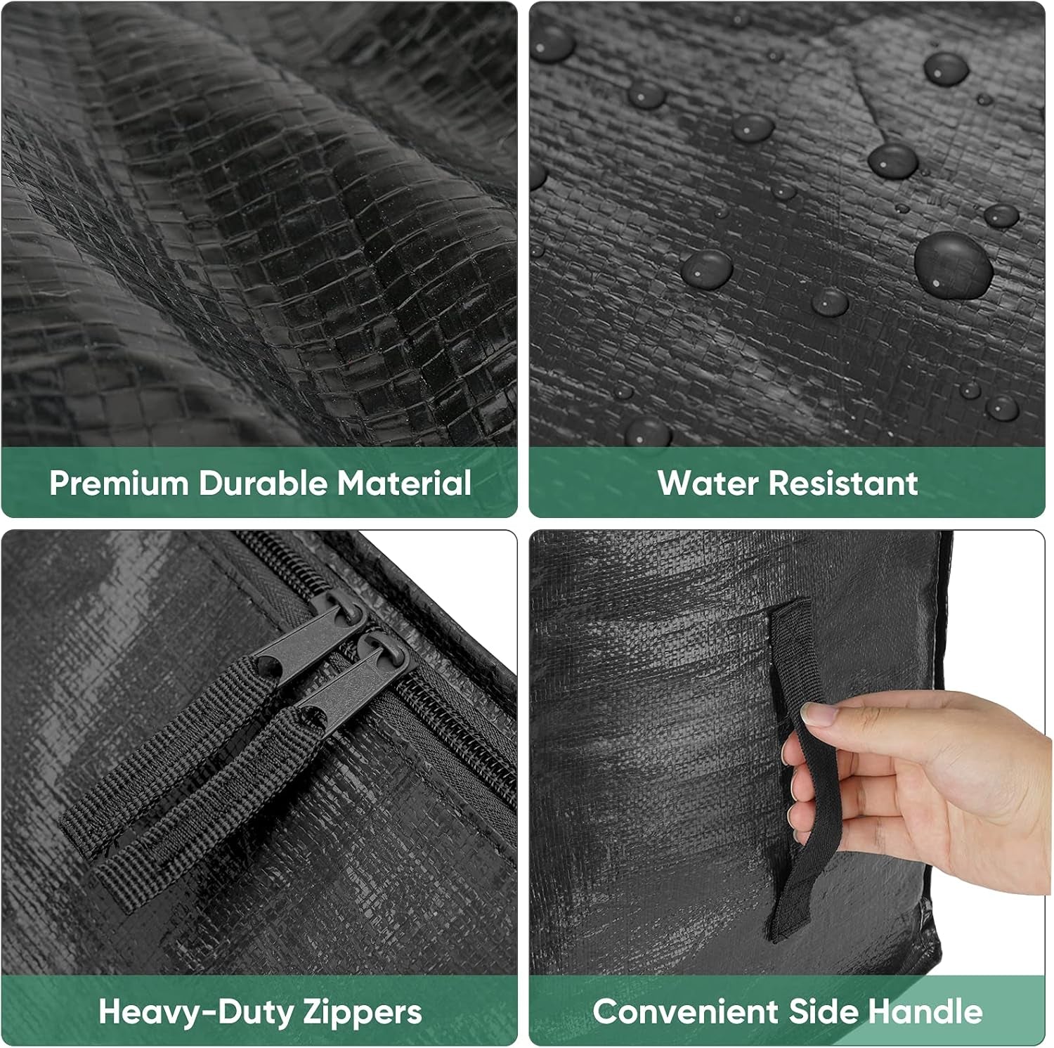 8-Pack Oversized Moving Bags with Reinforced Handles, Heavy-Duty Storage Tote Moving Supplies for Packaging, Camping (Black, 8-Pack)