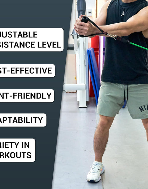 Load image into Gallery viewer, Exercise Resistance Bands with Handles - 5 Fitness Workout Bands Stackable up to 110 - 150 Lbs, Training Tubes with Large Handles, Ankle Straps, Door Anchor Attachment, Carry Bag
