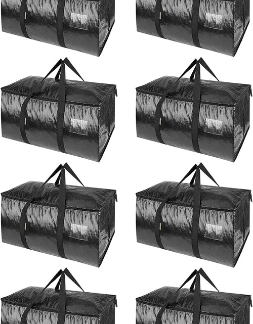 Load image into Gallery viewer, 8-Pack Oversized Moving Bags with Reinforced Handles, Heavy-Duty Storage Tote Moving Supplies for Packaging, Camping (Black, 8-Pack)
