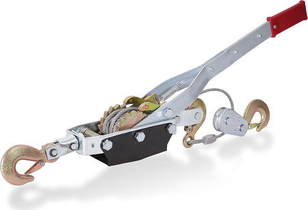 Come along Winch Heavy Duty - 4 Ton Power Puller Hand Winch with Cable and Pulley - Come along Tool - Power Cable Puller with Dual Gears Ratchet System for Easy Hand Pulling (3 Hooks)-