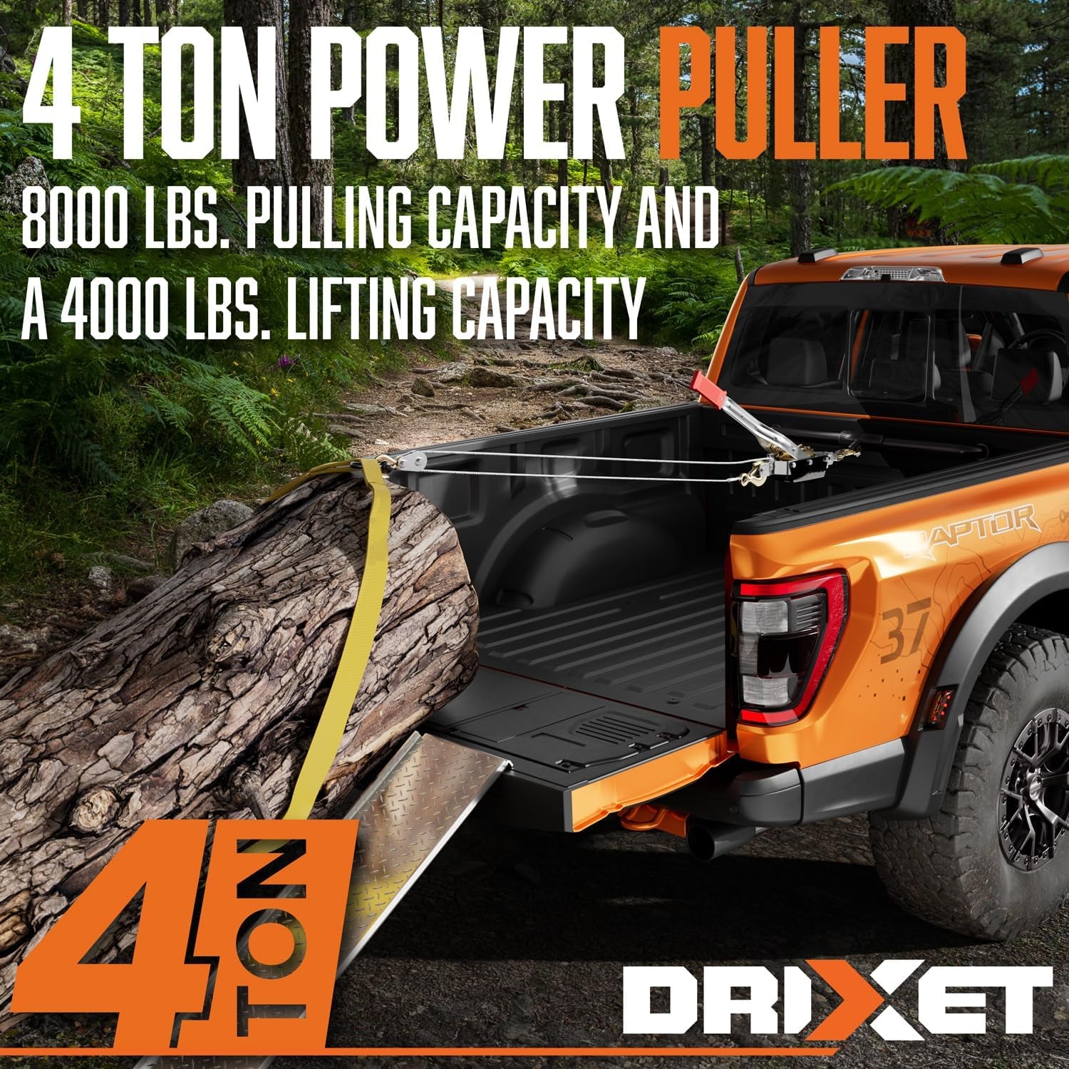 Come along Winch Heavy Duty - 4 Ton Power Puller Hand Winch with Cable and Pulley - Come along Tool - Power Cable Puller with Dual Gears Ratchet System for Easy Hand Pulling (3 Hooks)-