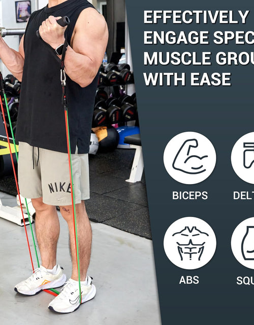 Load image into Gallery viewer, Exercise Resistance Bands with Handles - 5 Fitness Workout Bands Stackable up to 110 - 150 Lbs, Training Tubes with Large Handles, Ankle Straps, Door Anchor Attachment, Carry Bag
