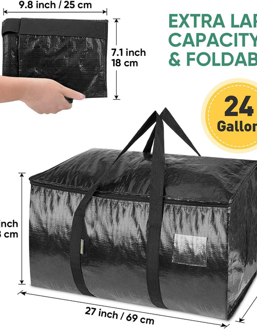 Load image into Gallery viewer, 8-Pack Oversized Moving Bags with Reinforced Handles, Heavy-Duty Storage Tote Moving Supplies for Packaging, Camping (Black, 8-Pack)
