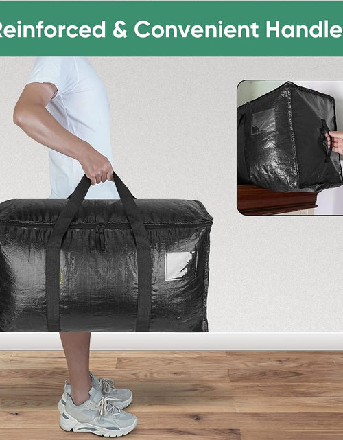 Load image into Gallery viewer, 8-Pack Oversized Moving Bags with Reinforced Handles, Heavy-Duty Storage Tote Moving Supplies for Packaging, Camping (Black, 8-Pack)
