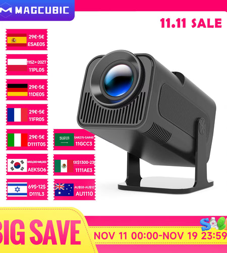 4K Android 11 Projector Native 1080P 390ANSI HY320 Dual Wifi6 BT5.0 1920*1080P Cinema Portable Projetor Upgrated HY300
